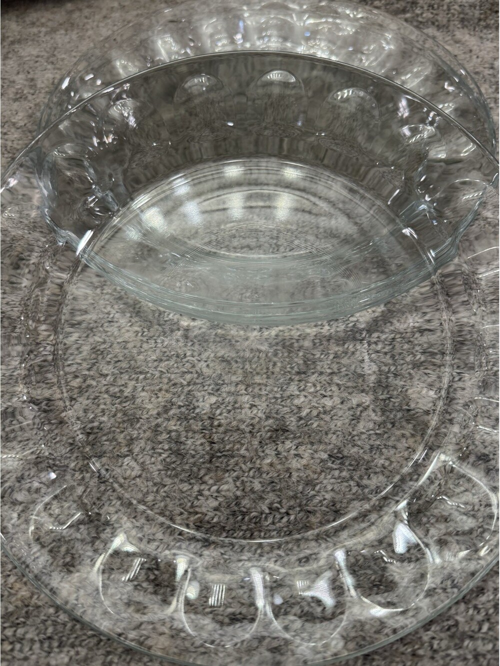 ARCOROC France 4 VTG Thumbprint‎ Dinner Plates 9” Clear Glass Britannia